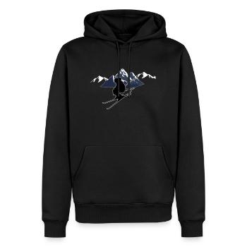 Ski - Sweat à capuche Premium bio Homme - noir - Devant - Nico (187cm)