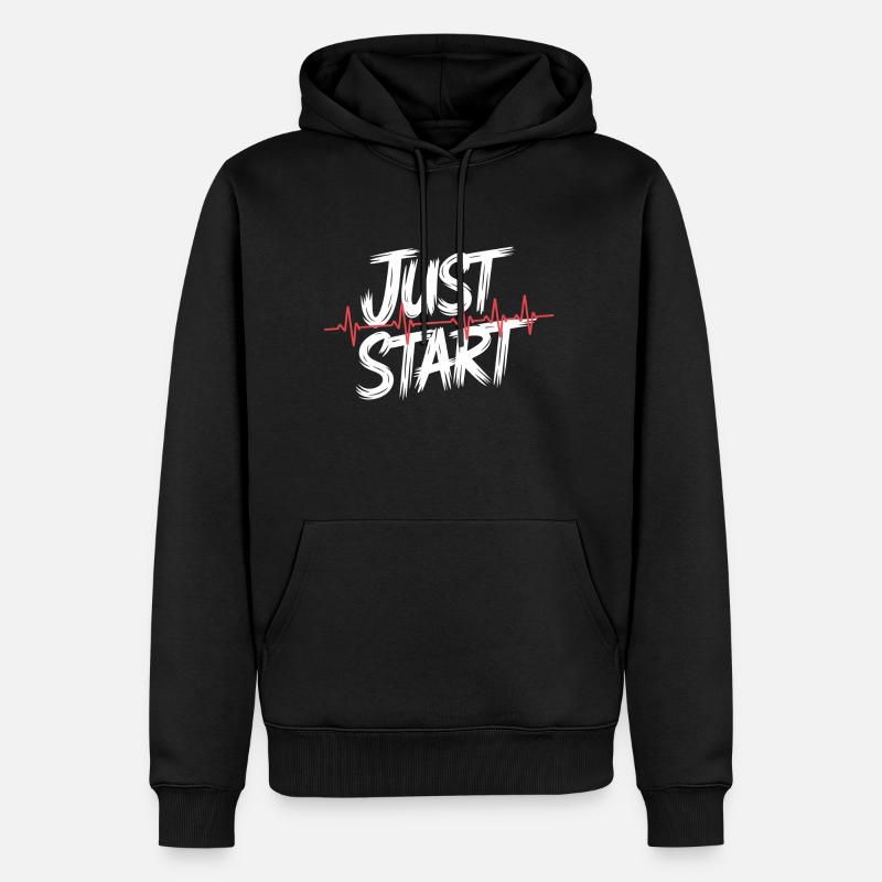 just start - juste commencer - Sweat à capuche Premium bio Homme - noir