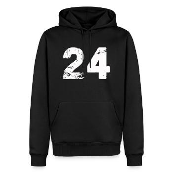 24 - Männer Premium Bio Hoodie - Schwarz - Vorne - Nico (187cm)
