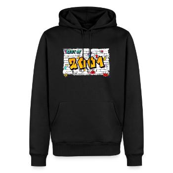 Ikonisches Graffiti aus dem Jahr 2001 – 24 Jahre Energie der Rebellen - Männer Premium Bio Hoodie - Schwarz - Vorne - Nico (187cm)