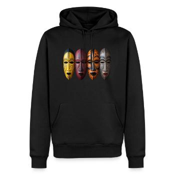 Masque africain - Sweat à capuche Premium bio Homme - noir - Devant - Nico (187cm)