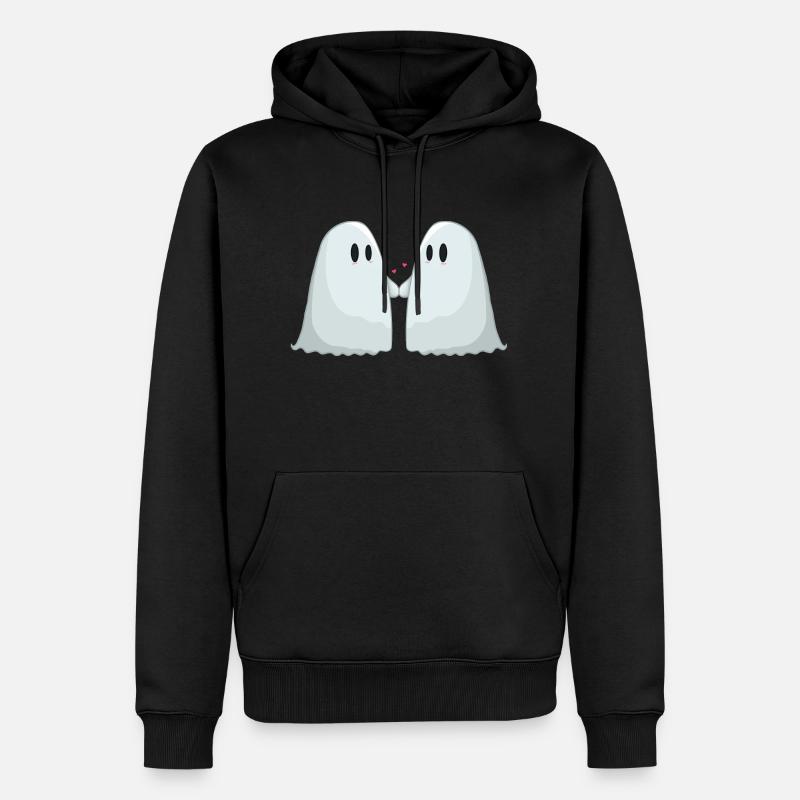 Gespenster-Pärchen - Männer Premium Bio Hoodie - Schwarz