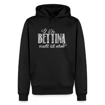 Bettina - Männer Premium Bio Hoodie - Schwarz - Vorne - Nico (187cm)