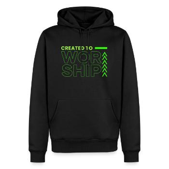 Created to Worship - Men’s Premium Organic Hoodie - black - Front - Nico (187cm)