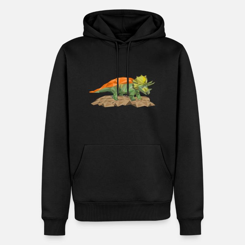 Triceratops Dino en style polygone - Sweat à capuche Premium bio Homme - noir