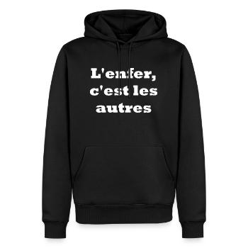 L'enfer, c'est les autres - Sweat à capuche Premium bio Homme - noir - Devant - Nico (187cm)
