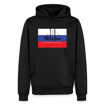 Moskau - Hauptstadt mit GPS & Flagge - Männer Premium Bio Hoodie - Schwarz - Vorne - Nico (187cm)