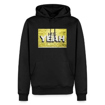 Yeah Ziegelsteinmauer Graffiti - Männer Premium Bio Hoodie - Schwarz - Vorne - Nico (187cm)