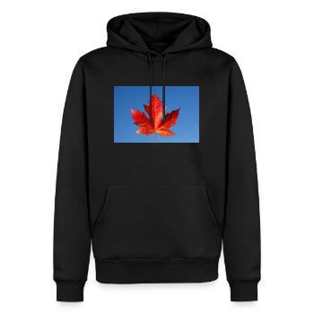 Rotes Ahornblatt - Männer Premium Bio Hoodie - Schwarz - Vorne - Nico (187cm)