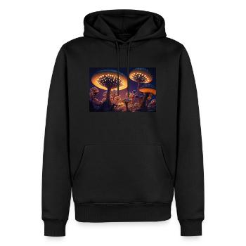 Ville champignon - Sweat à capuche Premium bio Homme - noir - Devant - Nico (187cm)