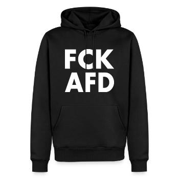 Fck afd - Männer Premium Bio Hoodie - Schwarz - Vorne - Nico (187cm)