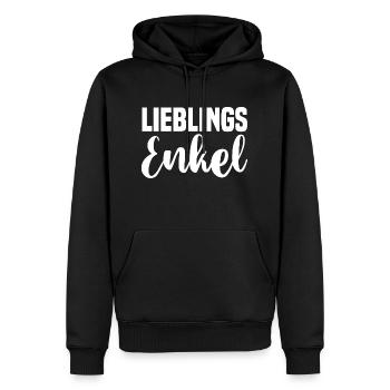 Enkel - Männer Premium Bio Hoodie - Schwarz - Vorne - Nico (187cm)