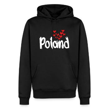 Pologne - Sweat à capuche Premium bio Homme - noir - Devant - Nico (187cm)