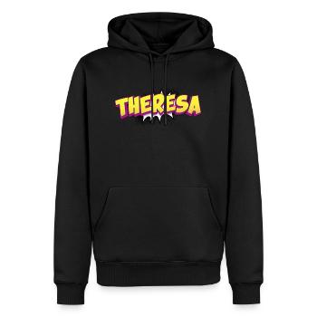 Theresa Benutzerdefinierter Name Comic-Buch-Stil Pop-Art, - Männer Premium Bio Hoodie - Schwarz - Vorne - Nico (187cm)