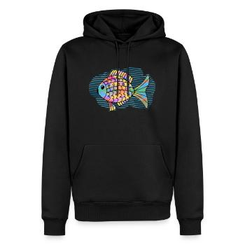 Poisson - Sweat à capuche Premium bio Homme - noir - Devant - Nico (187cm)