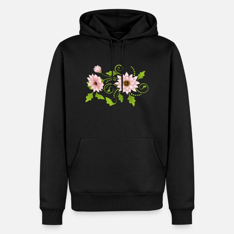 Fleur - Sweat à capuche Premium bio Homme - noir