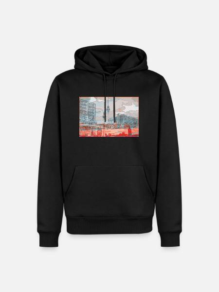 Alexanderplatz - Männer Premium Bio Hoodie - Schwarz