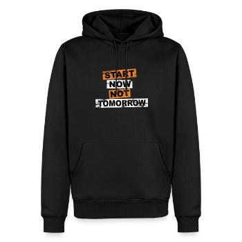 Start Now Not Tomorrow Spruch Schriftzug - Männer Premium Bio Hoodie - Schwarz - Vorne - Nico (187cm)