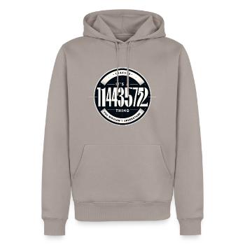 1443572 badge d’identité exclusif - Sweat à capuche Premium bio Homme - taupe - Devant - Nico (187cm)