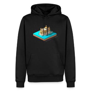 Geometrischer Low-Poly-Goldener Tempel - Männer Premium Bio Hoodie - Schwarz - Vorne - Nico (187cm)