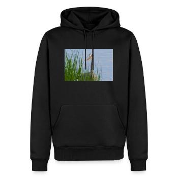 Heron - Men’s Premium Organic Hoodie - black - Front - Nico (187cm)
