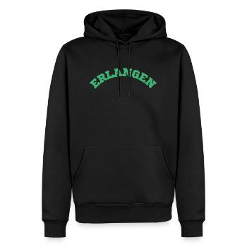 Erlangen - Männer Premium Bio Hoodie - Schwarz - Vorne - Nico (187cm)