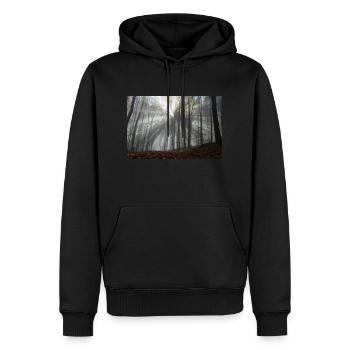 Das Leuchten des Waldes - Männer Premium Bio Hoodie - Schwarz - Vorne - Nico (187cm)