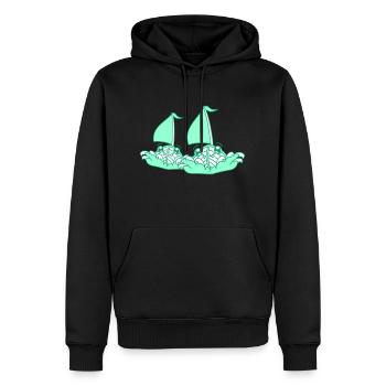 Zwei Segelschiffe Gesichter Cartoon Team Wettkampf - Männer Premium Bio Hoodie - Schwarz - Vorne - Nico (187cm)