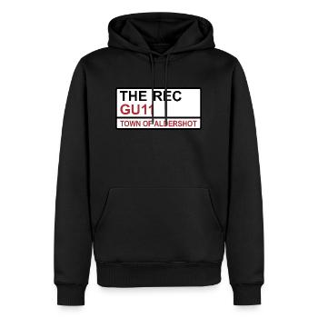 Aldershot Town The Rec Iconic Street Sign - Men’s Premium Organic Hoodie - black - Front - Nico (187cm)