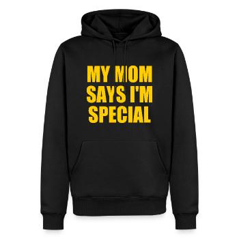 my mom says i'm special - Männer Premium Bio Hoodie - Schwarz - Vorne - Nico (187cm)