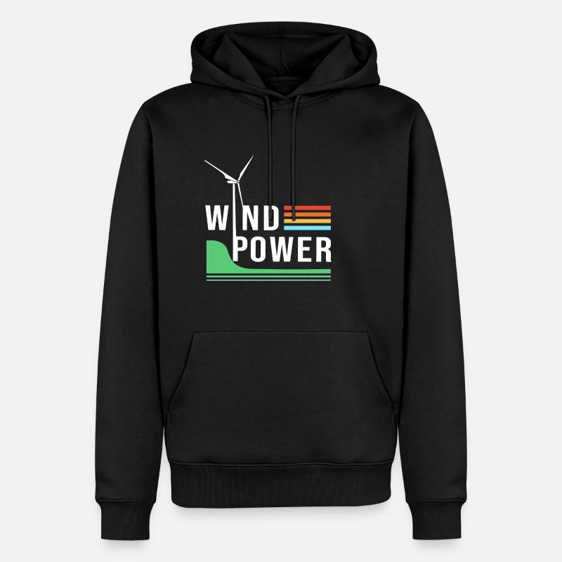 Éolienne, énergie éolienne, énergie éolienne - Sweat à capuche Premium bio Homme - noir