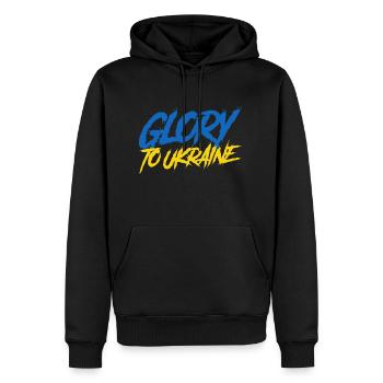 Glory To Ukraine - Männer Premium Bio Hoodie - Schwarz - Vorne - Nico (187cm)