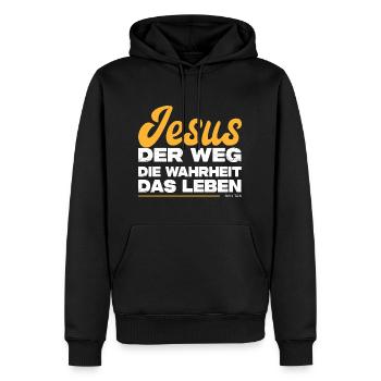 Jesus Der Weg Die Wahrheit Das Leben - Männer Premium Bio Hoodie - Schwarz - Vorne - Nico (187cm)