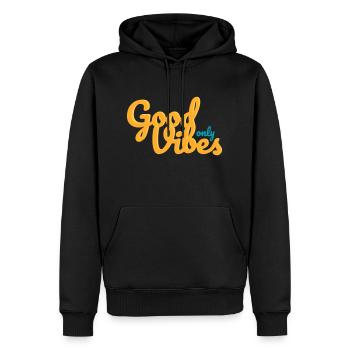 Nur gute Stimmung - Männer Premium Bio Hoodie - Schwarz - Vorne - Nico (187cm)