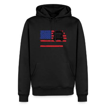 USA LKW - Männer Premium Bio Hoodie - Schwarz - Vorne - Nico (187cm)