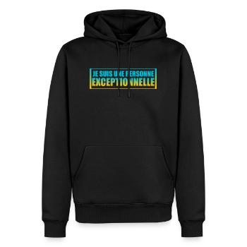 Je suis une personne exceptionnelle citat positive - Sweat à capuche Premium bio Homme - noir - Devant - Nico (187cm)