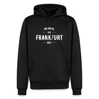 Frankfurt - Männer Premium Bio Hoodie - Schwarz - Vorne - Nico (187cm)