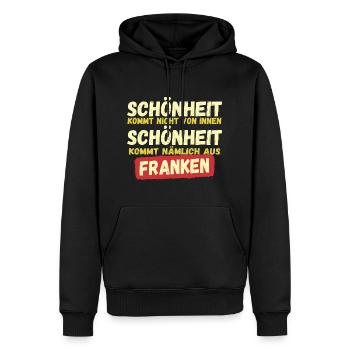 Schönheit kommt aus Franken - Männer Premium Bio Hoodie - Schwarz - Vorne - Nico (187cm)