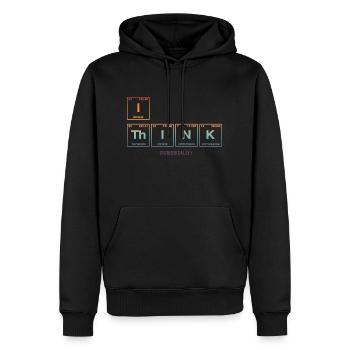 Je PENSE (périodiquement) - Drôle de dicton - Sweat à capuche Premium bio Homme - noir - Devant - Nico (187cm)