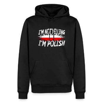 Je ne crie pas que je suis polonais - Sweat à capuche Premium bio Homme - noir - Devant - Nico (187cm)