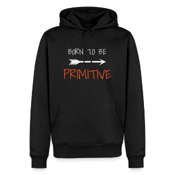 Born to be primitive, sauvage, nature, alpha - Sweat à capuche Premium bio Homme - noir - Devant - Nico (187cm)
