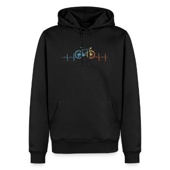 Vélo Heartbeat Cadeau Hobby - Sweat à capuche Premium bio Homme - noir - Devant - Nico (187cm)