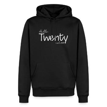 Hello Twenty est 2004 - Celebrate 20th Birthday - Men’s Premium Organic Hoodie - black - Front - Nico (187cm)