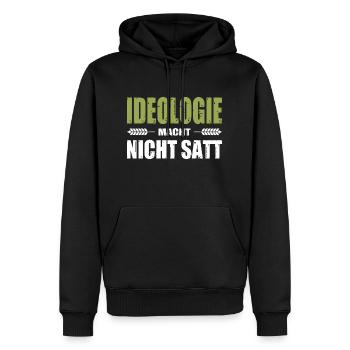 Bauernprotest Landwirt Ideologie Macht Nicht Satt - Männer Premium Bio Hoodie - Schwarz - Vorne - Nico (187cm)