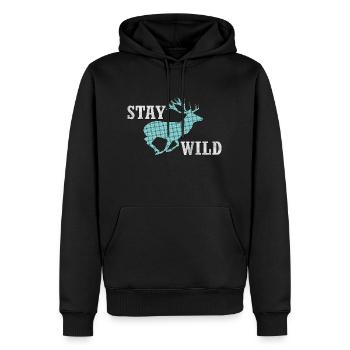 Stay Wild - laufender Hirsch mit frechem Muster - Männer Premium Bio Hoodie - Schwarz - Vorne - Nico (187cm)