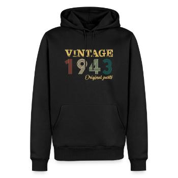 Vintage 1943 Original Parts Year Of Birth Birthday - Men’s Premium Organic Hoodie - black - Front - Nico (187cm)