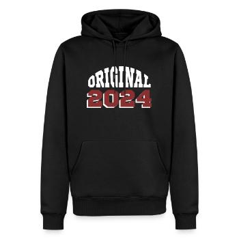 Ursprünglich: 2024 - Männer Premium Bio Hoodie - Schwarz - Vorne - Nico (187cm)
