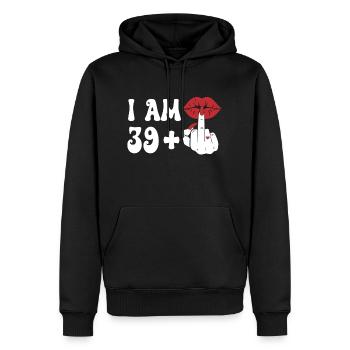 Ich bin 39 + 1 Mittelfinger & Lippen 40. Geburtstag - Männer Premium Bio Hoodie - Schwarz - Vorne - Nico (187cm)