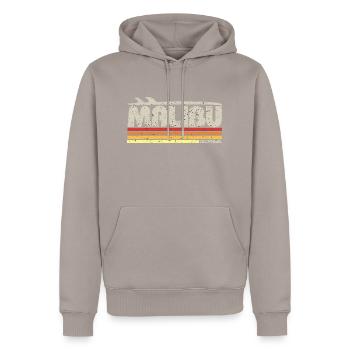 MALIBU KALIFORNIEN - RETRO SURFPARADIES - Männer Premium Bio Hoodie - Taupe - Vorne - Nico (187cm)