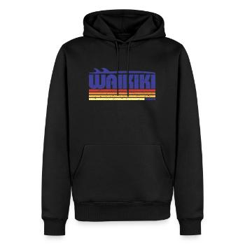 Waikiki Hawaii Retro Surf Paradise - Men’s Premium Organic Hoodie - black - Front - Nico (187cm)